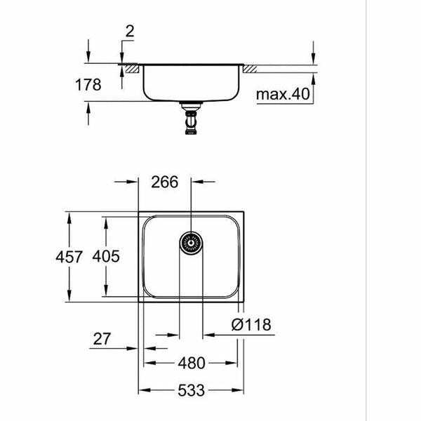 Mischbatterie Grohe 31719SD0 Edelstahl rechteckig