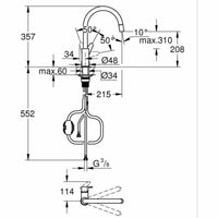 Mischbatterie Grohe Messing C-Form