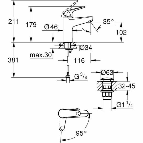 Mischbatterie Grohe Metall