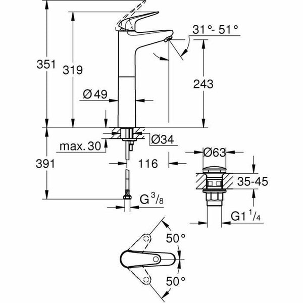 Mischbatterie Grohe Metall