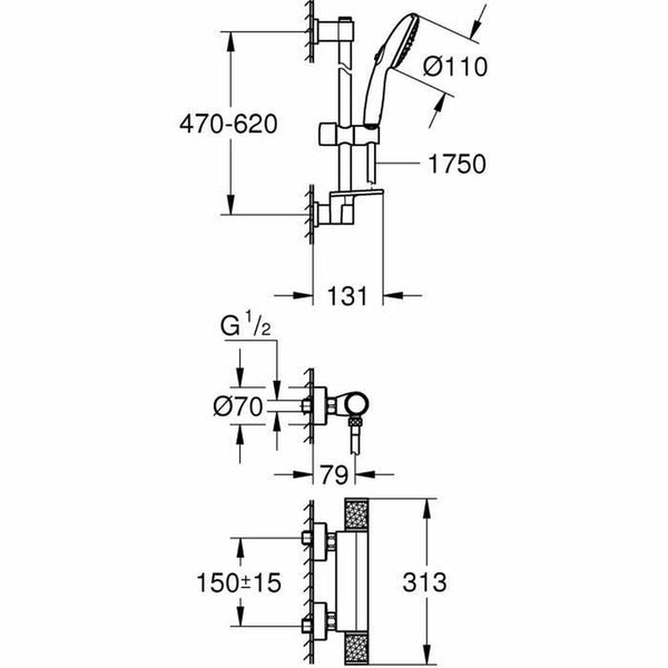 Dusche Säule Grohe Precision Feel Kunststoff