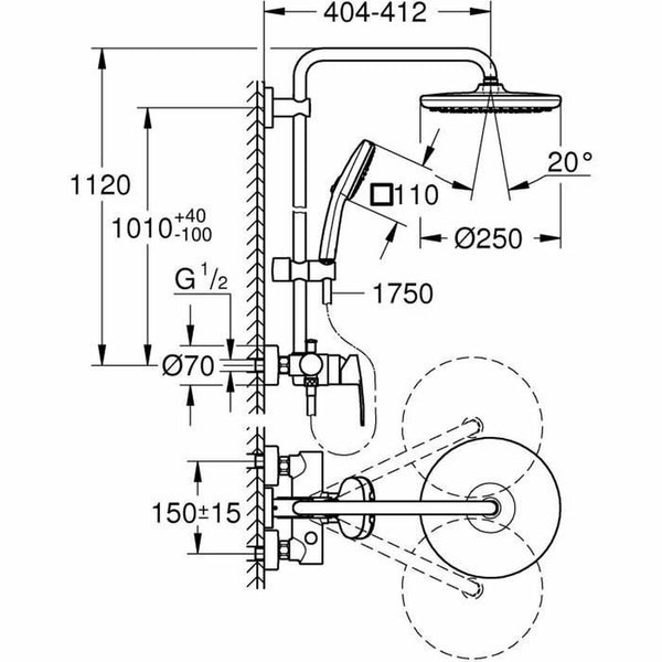 Dusche Säule Grohe Vitalio Comfort 250