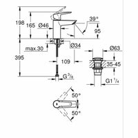 Mischbatterie Grohe Start S Matte Hinterseite Messing