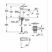 Mischbatterie Grohe Start M Matte Hinterseite