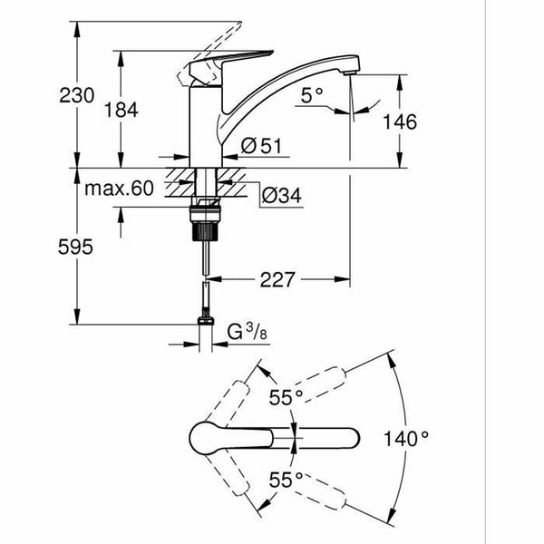 Mischbatterie Grohe Start 324412432