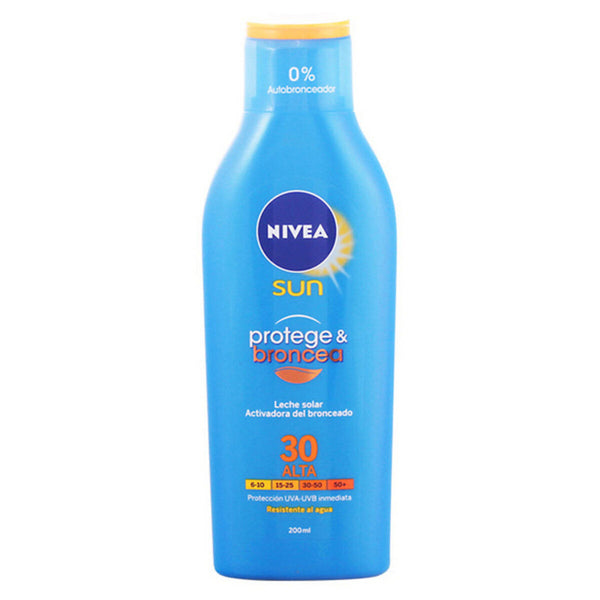 Sonnenmilch Protege & Broncea Nivea Sunbathe SPF 30 (200 ml) Blau Spf 30 200 ml