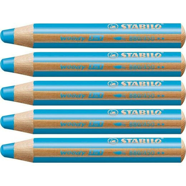 Buntstifte Stabilo Woody Türkis 3 in 1 (5 Stück)
