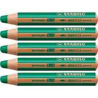 Buntstifte Stabilo Woody Dunkelgrün 3 in 1 (5 Stück)