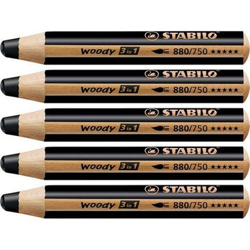 Buntstifte Stabilo Woody Schwarz 3 in 1 (5 Stück)