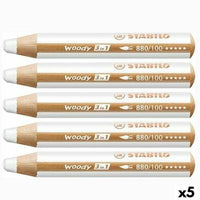 Buntstifte Stabilo Woody Weiß 3 in 1 5 Stücke (5 Stück)