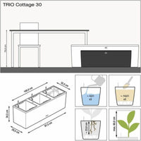 Selbstbewässerndes Pflanzgefäß Lechuza TRIO Cottage Schwarz Polypropylen 100 x 32,5 x 34,5 cm