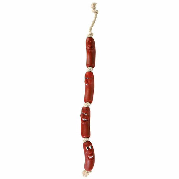 Hundespielzeug Trixie Sausages on a Rope 75 cm Braun Vinyl Würste