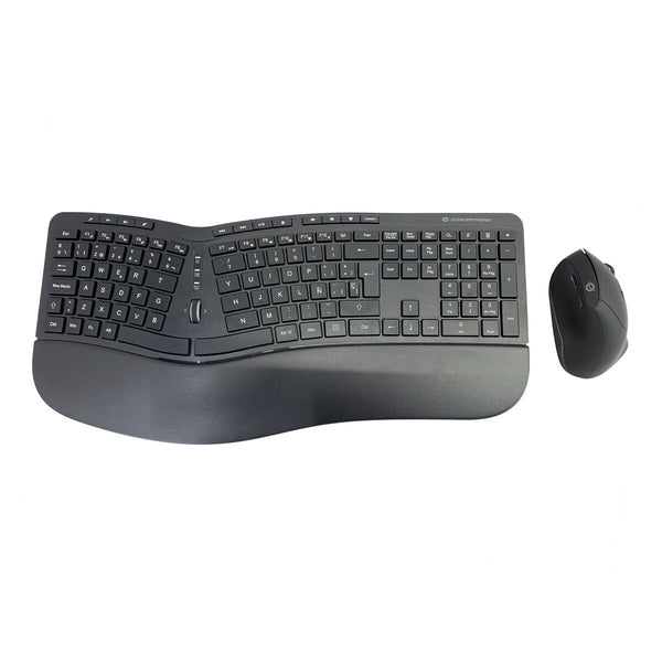 Tastatur mit Maus Conceptronic 120849407101 Schwarz Qwerty Spanisch