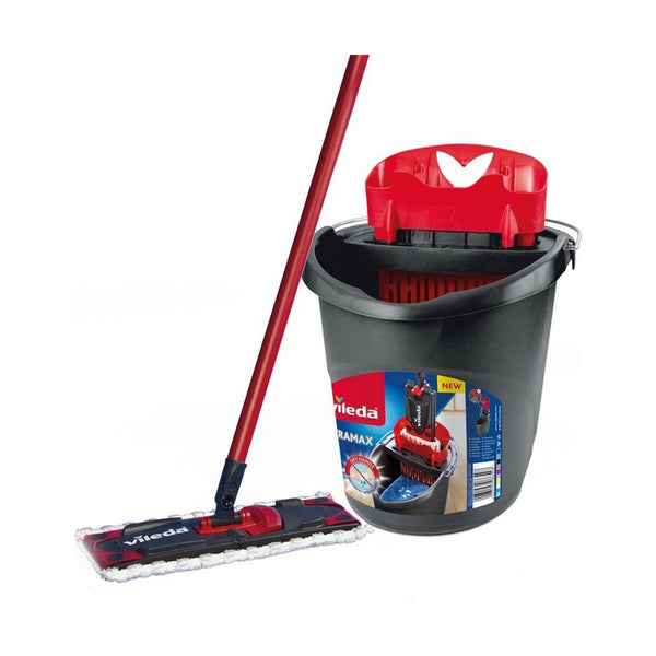 Wischmopp mit Doppeleimer Vileda Ultramax Mop Set Schwarz Rot Mikrofasern