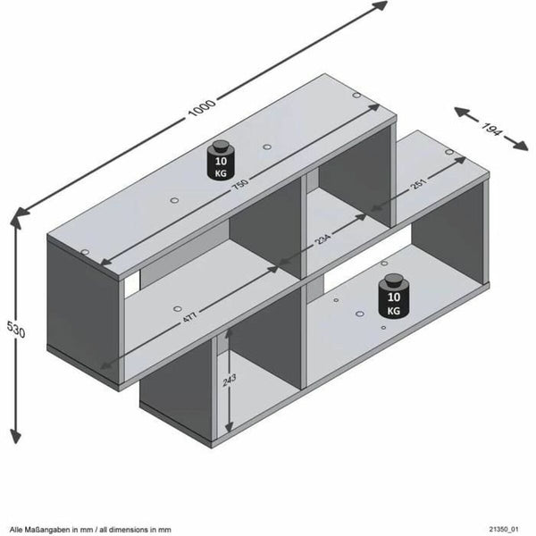 Regale FMD Anthrazit 100 x 53 x 19,5 cm