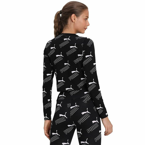 Damen Kurzarm-T-Shirt Puma Amplified AOP LS Fitted  Schwarz