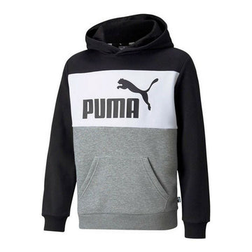 Jungen Sweater mit Kapuze Puma ESS+ Colorblock Hoodie Schwarz