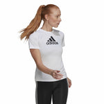 Damen Kurzarm-T-Shirt Adidas Primeblue D2M Logo Sport  Weiß