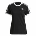 Damen Kurzarm-T-Shirt Adidas 3 stripes Schwarz