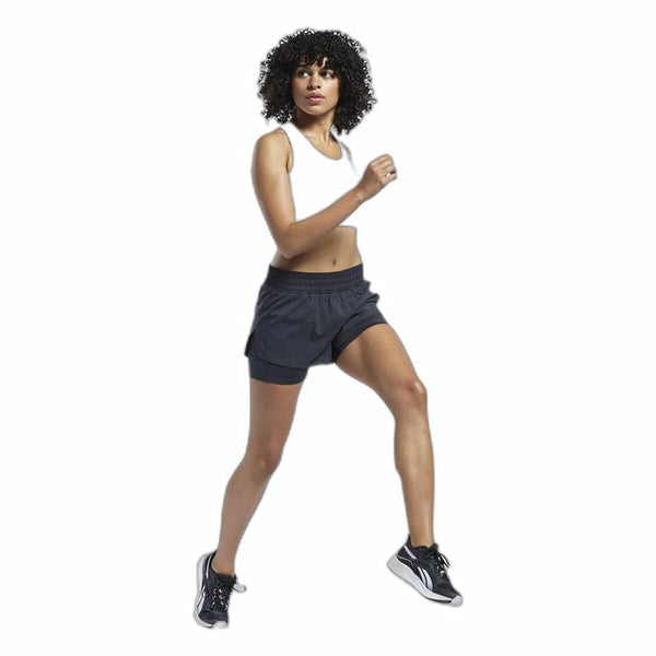 Damen-Sportshorts Reebok Wor Run 2 In 1 Short Schwarz