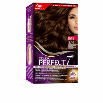 Dauerfärbung Wella Color Perfect 7 Nº 3/4 Graue Haare Dunkles Kastanienbraun 60 ml