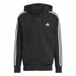 Herren Sweater mit Kapuze Adidas Essentials French Terry 3 bandas Schwarz