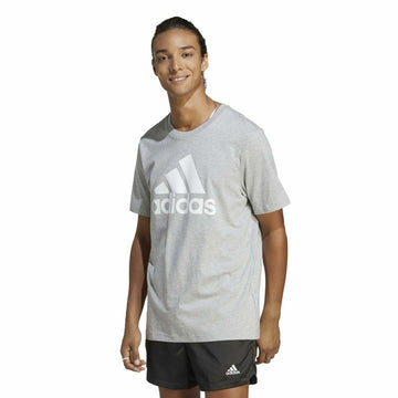 Herren Kurzarm-T-Shirt Adidas Essentials Single Big Logo Grau Hellgrau