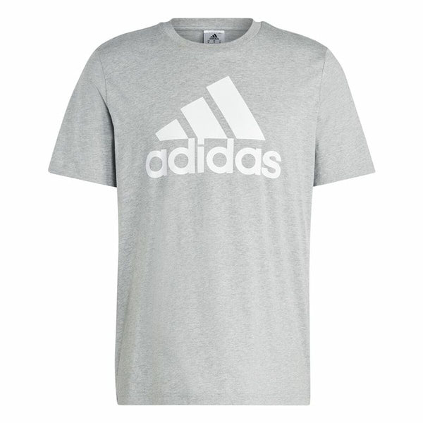 Herren Kurzarm-T-Shirt Adidas Essentials Single Big Logo Grau Hellgrau
