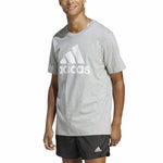 Herren Kurzarm-T-Shirt Adidas Essentials Single Big Logo Grau Hellgrau