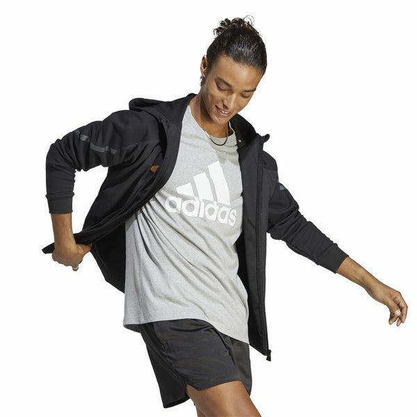 Herren Kurzarm-T-Shirt Adidas Essentials Single Big Logo Grau Hellgrau