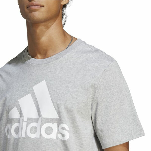 Herren Kurzarm-T-Shirt Adidas Essentials Single Big Logo Grau Hellgrau