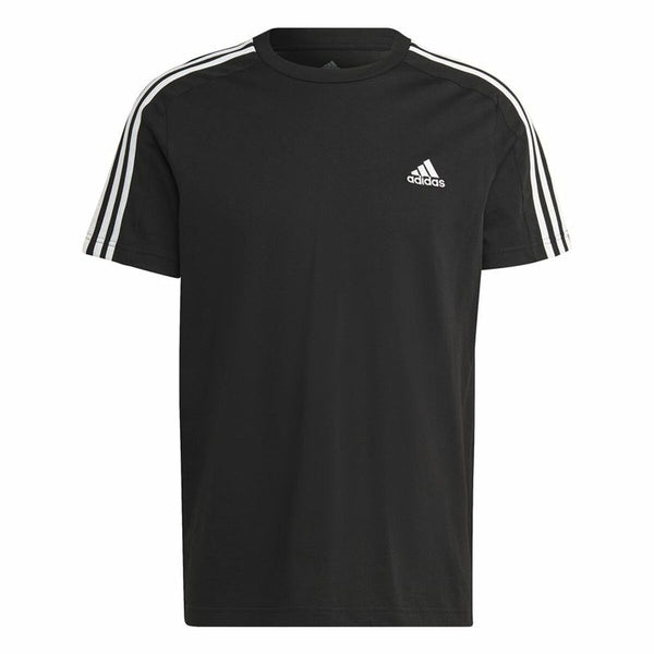 Herren Kurzarm-T-Shirt Adidas Essentials Single 3 Bandas Schwarz