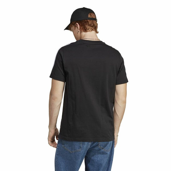 Herren Kurzarm-T-Shirt Adidas Essentials Single 3 Bandas Schwarz