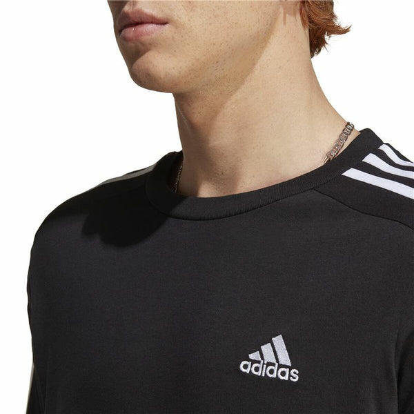 Herren Kurzarm-T-Shirt Adidas Essentials Single 3 Bandas Schwarz