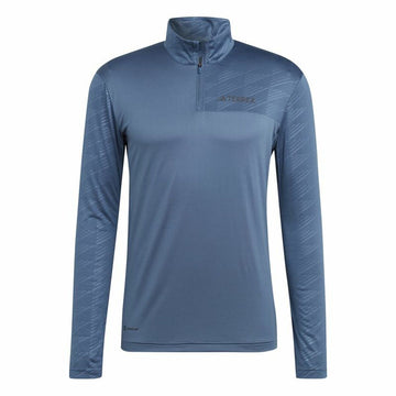 Herren Langarm-T-Shirt Adidas Multi Half Zip Ls Blau