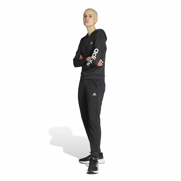 Damen-Trainingsanzug Adidas Linear Schwarz