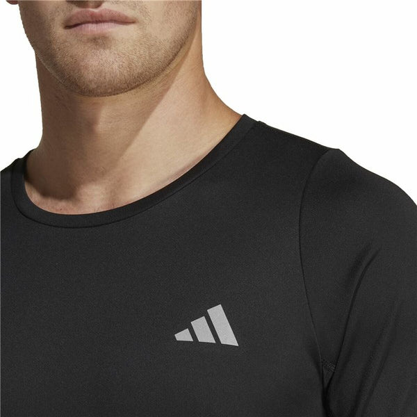 Herren Kurzarm-T-Shirt Adidas Run Icons 3S T Schwarz