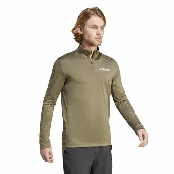 Herren Sweater ohne Kapuze Adidas Mt Half Zi Ls Braun