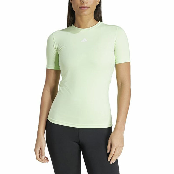 Damen Kurzarm-T-Shirt Adidas Essentials Techfit Train Zitronengrün Hellgrün