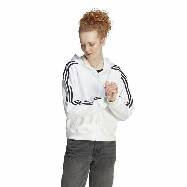 Damen Sweater mit Kapuze Adidas 3S Ft Fz S Weiß