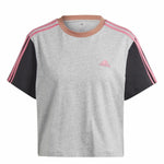 Damen Kurzarm-T-Shirt Adidas 3S Cr Grau