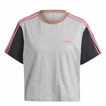 Damen Kurzarm-T-Shirt Adidas 3S Cr Grau