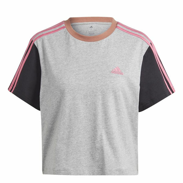 Damen Kurzarm-T-Shirt Adidas 3S Cr Grau
