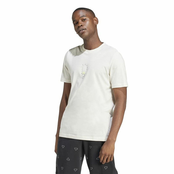 Herren Kurzarm-T-Shirt Adidas Molded Linear Weiß natürlich