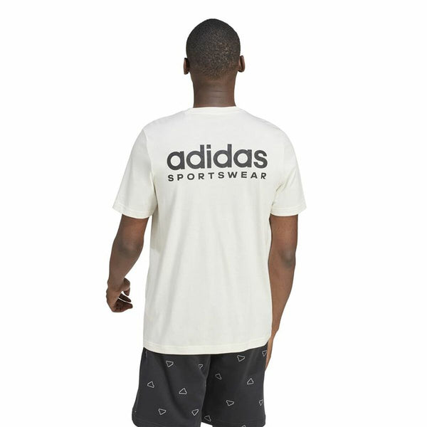 Herren Kurzarm-T-Shirt Adidas Molded Linear Weiß natürlich
