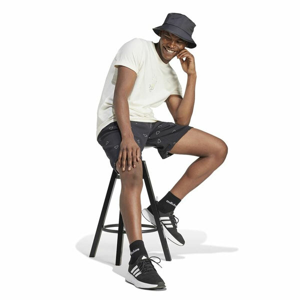 Herren Kurzarm-T-Shirt Adidas Molded Linear Weiß natürlich