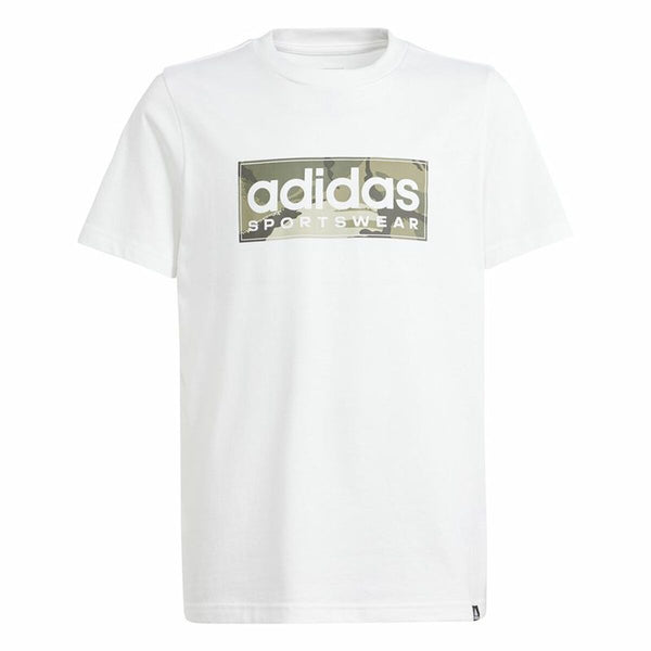 Jungen Kurzarm-T-Shirt Adidas B Camo Lin Weiß