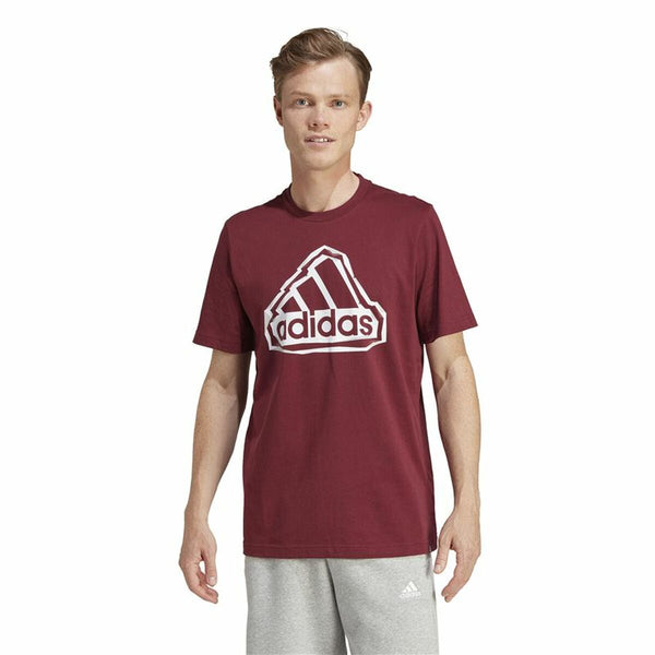 Herren Kurzarm-T-Shirt Adidas Fld Bos Braun Granatrot