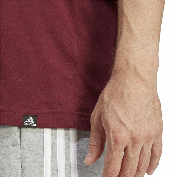 Herren Kurzarm-T-Shirt Adidas Fld Bos Braun Granatrot