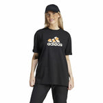 Damen Kurzarm-T-Shirt Adidas Flower Pack Bos Schwarz